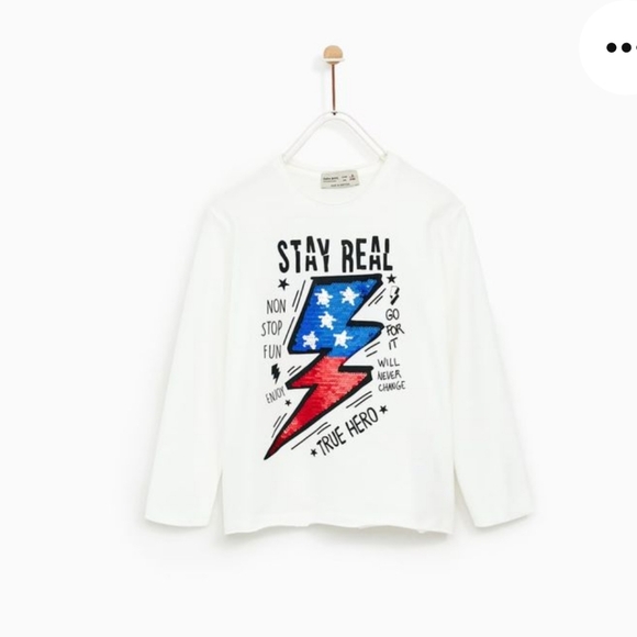 Zara, bnwt Stay Real true hero longsleeve t-shirt size US 9 - Picture 1 of 6